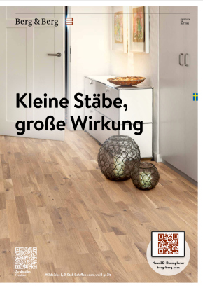 In der Broschüre finden Sie Parkettböden, die aufgrund ihrer lebendigen Struktur relativ unempfindlich sind. Sie eignen sich daher gut für Eingangsbereiche oder Kinderzimmer