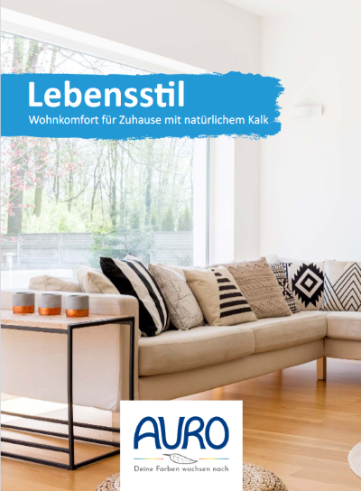 AURO-Broschüre "Lebensstil" mit Informationen über Kalkfarben und wie Sie damit Ihr Zuhause vor Schimmel schützen können