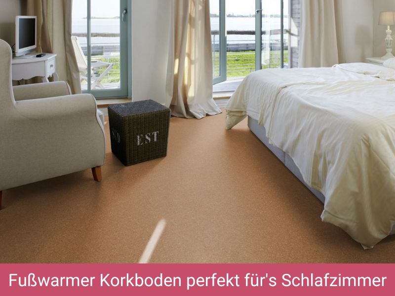 Aktuell gibt es Korkboden bei den ÖkoPlus-Händlern 10% günstiger. Im Schlafzimmer schätzen viele Menschen die Reduzierung der Geräusche durch Kork